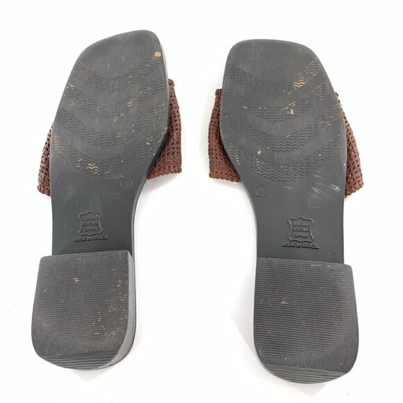 Faded Glory womens sandals size 9 brown leather vintage slip on slides 80s 90s - Picture 4 of 13